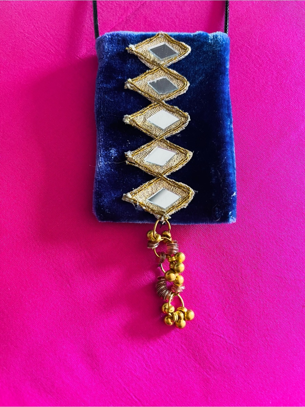 SAFFRON INFUSED VELVET BOHO talisman necklace